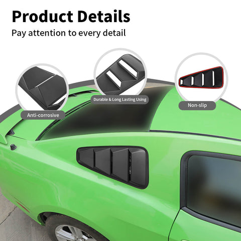 For 2010-2014 Ford Mustang Rear Side Window blinds Louvers Trim Cover