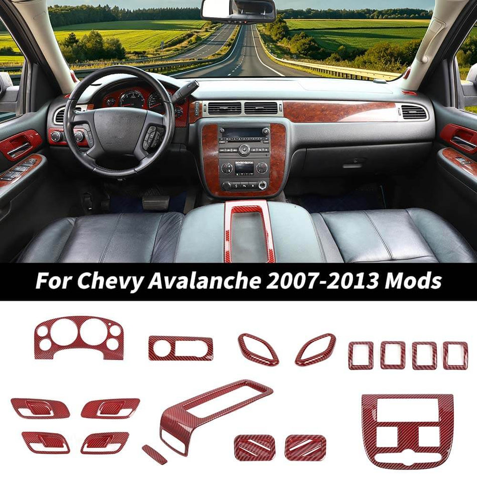 For 2007-2013 Chevy Avalanche/Tahoe/Suburban/GMC-YUKON/SIERRA Interior Center Console Door Trim Cover Kit (17 pcs)