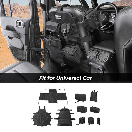 For Universal Car 10 x Multifunctional Front Seat Cushion Cover/Storage Bag Black