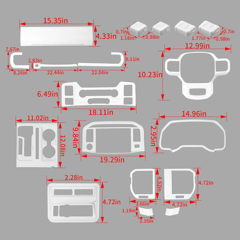 For 2021+ Ford F150 10 x Center Console Trim Panel Kits White