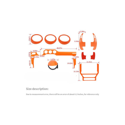 For 2015+ Ford Mustang 11 x Interior Center Console Trim Cover Kit Orange