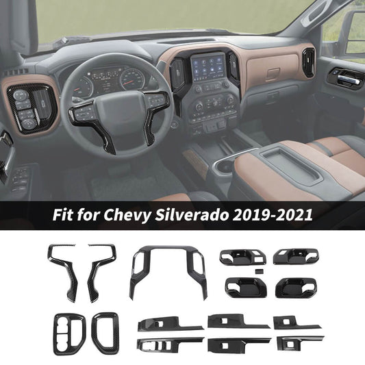 For 2019-2021 Chevy Silverado 16 x 4-Door Interior Center Console & Door Trim Cover Kit