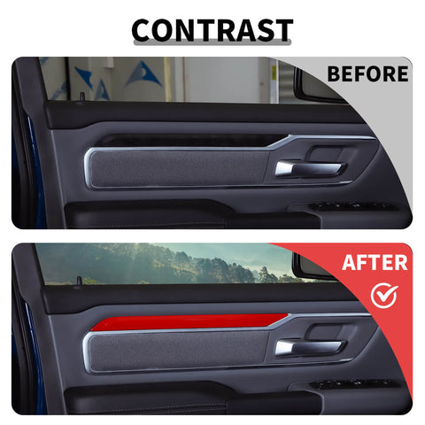 For 2018+ Dodge RAM Interior Car Door Decoration Strips Trim Cover