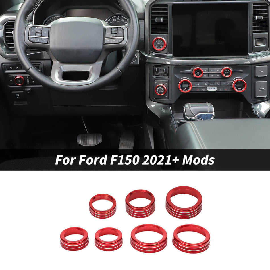 For 2021+ Ford F150 AC / Audio / 4WD / Trailer / Headlight Switch Knob Trim Ring