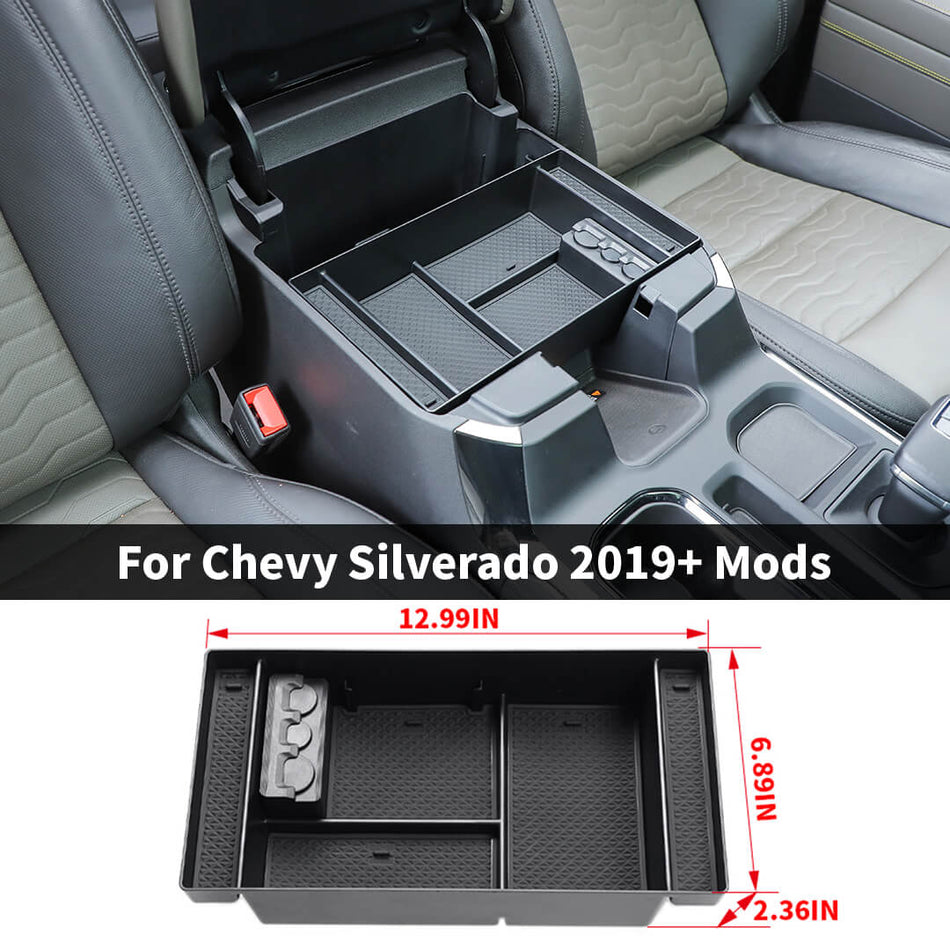 For 2019+ Chevy Silverado /GMC Sierra Center Console Armrest Storage Box