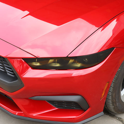 For 2024+ Ford Mustang Smoked Black Front Headlight Lamp Cover Trim Accessories