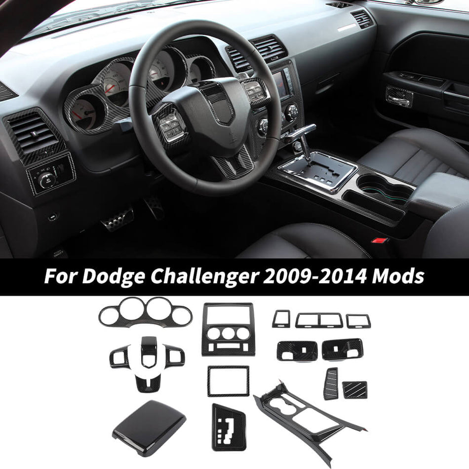 For 2009-2014 Dodge Challenger Interior Center Console Dash Cover Trim Kit (17 pcs)