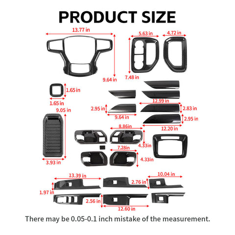 For 2019-2021 Chevy Silverado 24 x Inner Center Console Dash Cover Trim kit