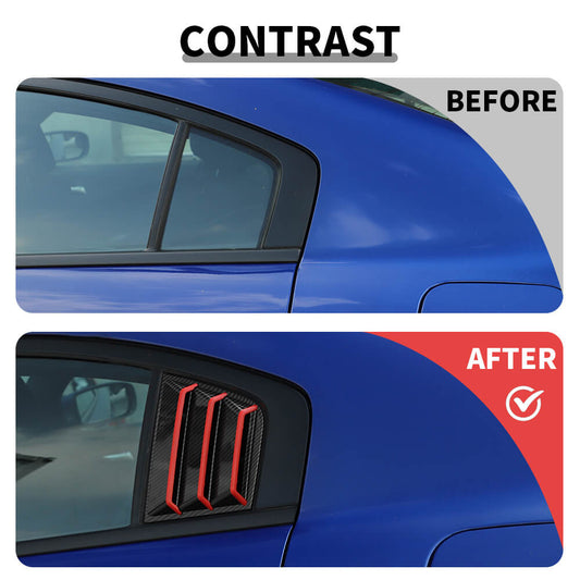For 2011+ Dodge Charger Rear Side Window Louvers Air Vent Scoop Shades Cover Blinds