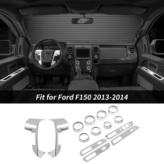 For 2013-2014 Ford F150 Raptor 14 x Steering Wheel / Window Control Panel / Center Console Knob Trim Kit