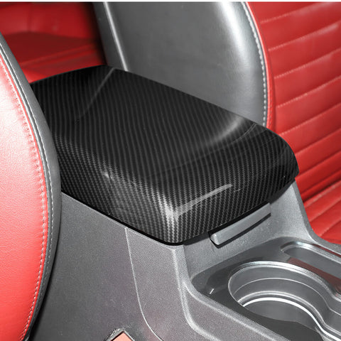 For 2009-2014 Dodge Challenger Central Armrest Box ABS Panel Cover Trim Carbon Fiber