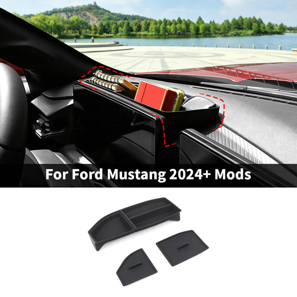 For 2024+ Ford Mustang Interior Center Console Behind Dash Scereen Storage Box Tray