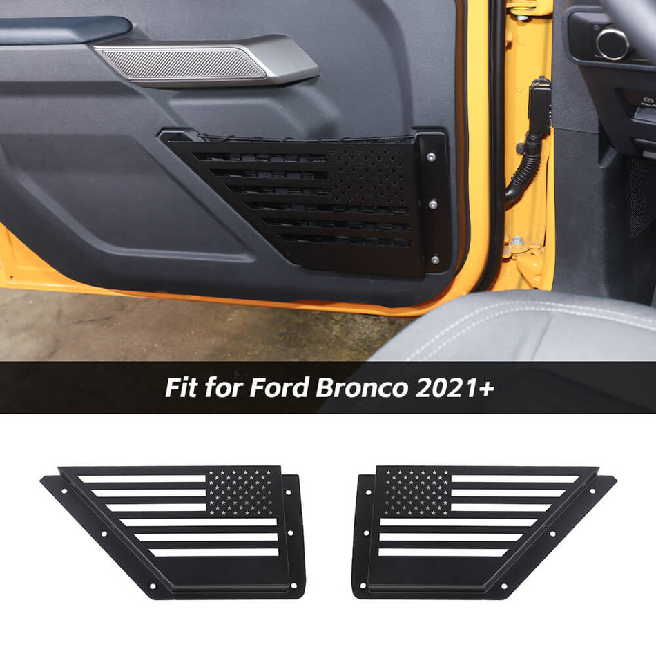 For 2021+ Ford Bronco Front & Rear Side Door Panel Net Pocket Storage Box Organizer US Flag