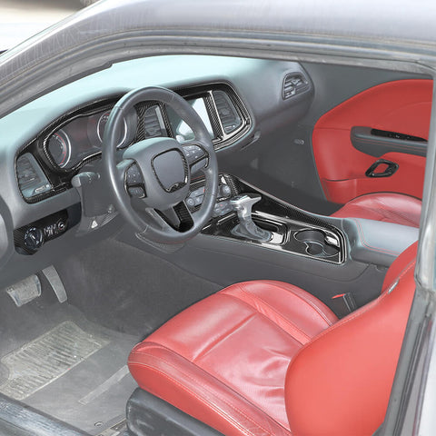 For 2015+ Dodge Challenger Steering Dash Central Console Trim Cover Kit