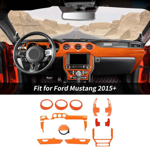 13 x Interior Center Console Trim Cover Kit For Ford Mustang 2015+ Orange Accessories | CheroCar