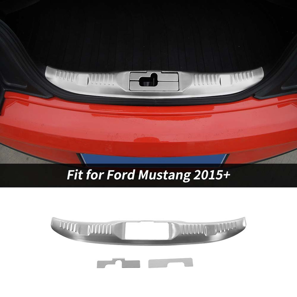 For 2015+ Ford Mustang Steel Rear Trunk Inner Entry Guards Protect Cover Caps