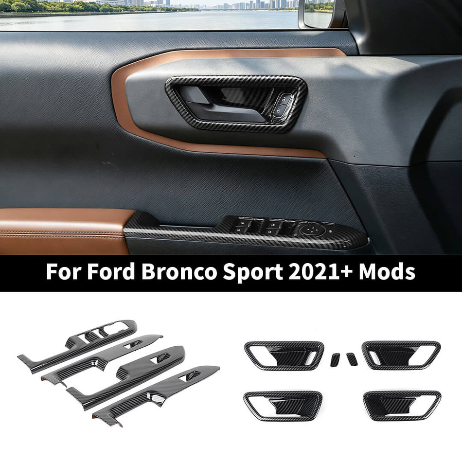 For 2021+ Ford Bronco Sport Inner Door Handle Bowl Window Lift Panel Trim Cover Kit (8 pcs)