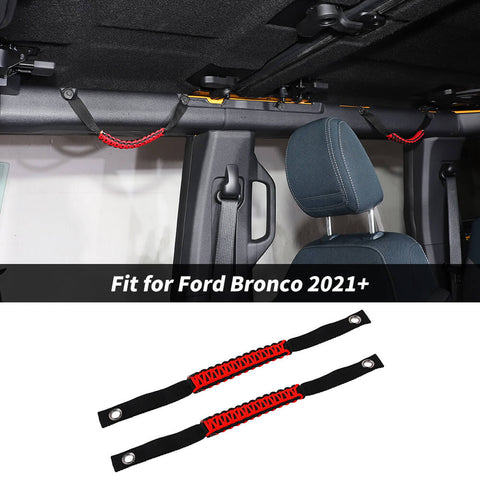 For 2021+ Ford Bronco Orange Top Bar Grab Handles Paracord