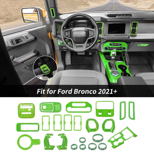 24 x Interior Center Console Trim Cover Kit For Ford Bronco 2021+ Green Accessories | CheroCar