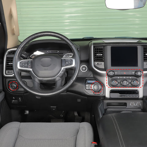 For 2018+ Dodge RAM Headlight Center Console Switch Knob Trim Ring Kit