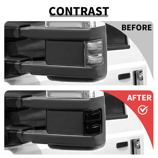 For 2008-2016 Ford F250/F350/F450/F550 Smoked Black Rearview Mirror Turn Signal Light Cover Trim