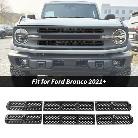 For 2021+ Ford Bronco Front Grille Grill Insert Net Trim Decor （Fits 7-slot Grille）