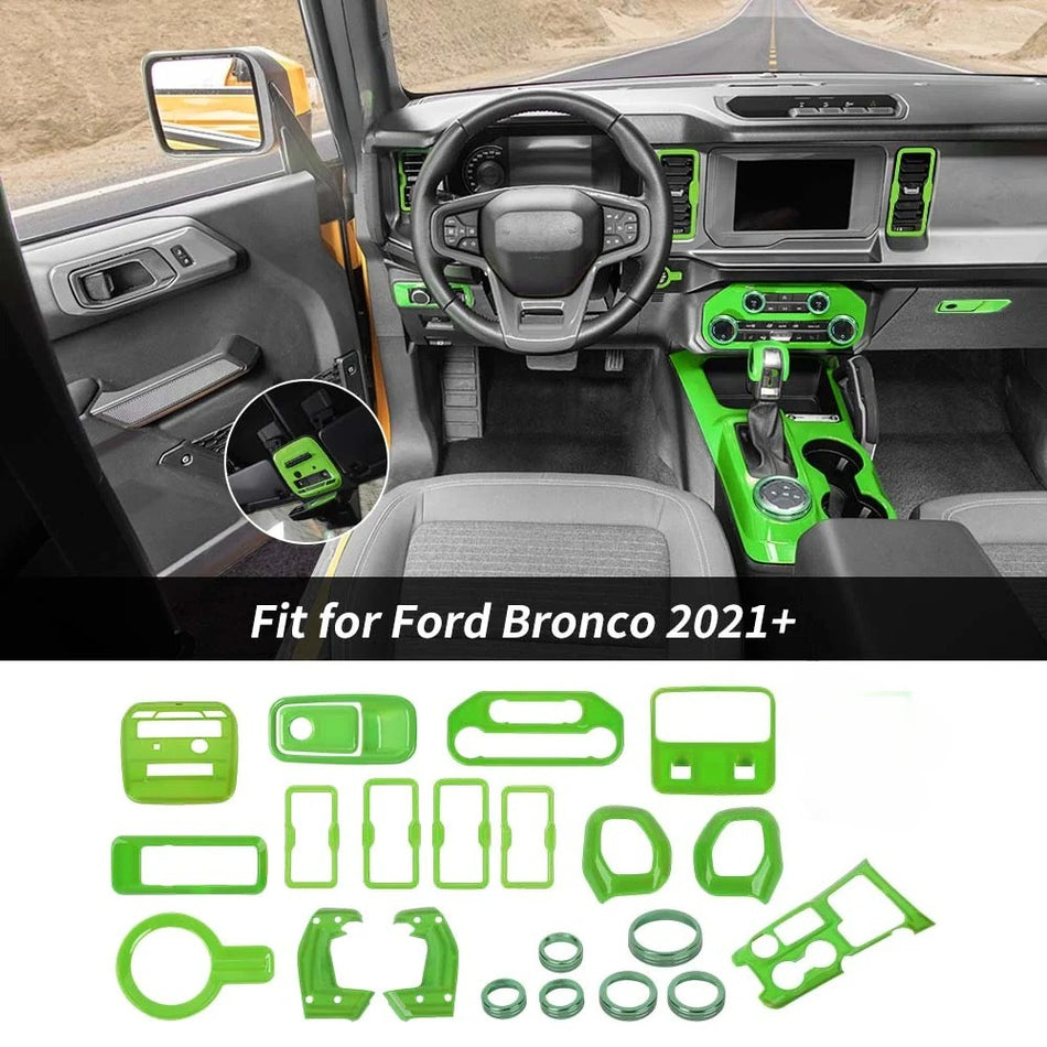 For 2021-2024 Ford Bronco 22 x Interior Center Console Trim Cover Kit Green