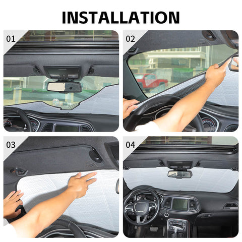 For 2009+ Dodge Challenger Front Windshield Sun Visor Shade Heat Protect