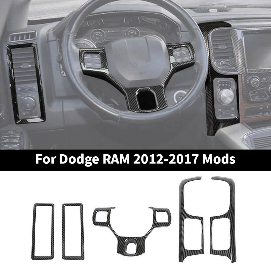 For 2012-2017 Dodge RAM Interior Center Console Steering Wheel Air Vent Cover Trim Kit (5 pcs)