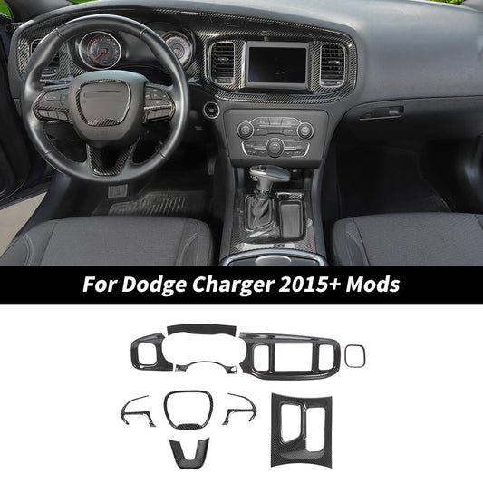 For 2015+ Dodge Charger Center Console Steering Wheel Dash Panel Cover Trim