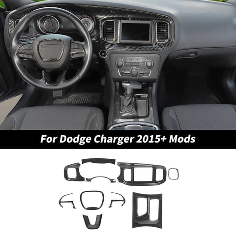 For 2015+ Dodge Charger Center Console Steering Wheel Dash Panel Cover Trim