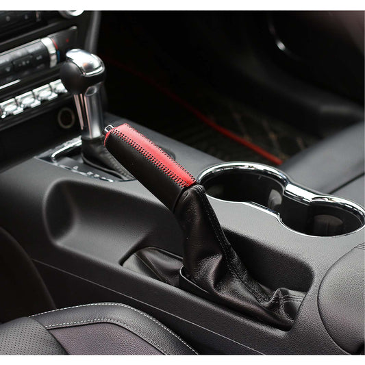 Anti-slip Gear Shift Knob Hand Brake Leather Cover Trim For Ford Mustang 2015+｜CheroCar