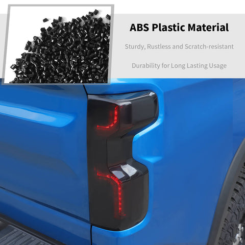 For 2022+ Chevy Silverado Smoked Black High Brake Light & Rear Taillight Lamp Trim Cover Kit