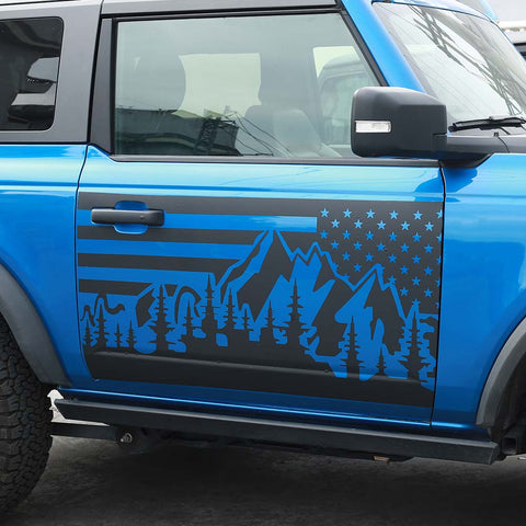 For 2021+ Ford Bronco 2/4 Door Car Side Door Decoration Decal Stickers US Flag