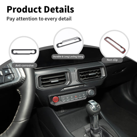 For 2024+ Ford Mustang Interior Center Console Air Conditioning Control Panel Decal Trim Cover