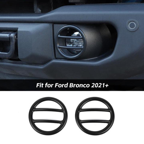 Front Fog Light Lamp Guard Frame Cover Trim Sticker For Ford Bronco 2021+ Black Accessories | CheroCar