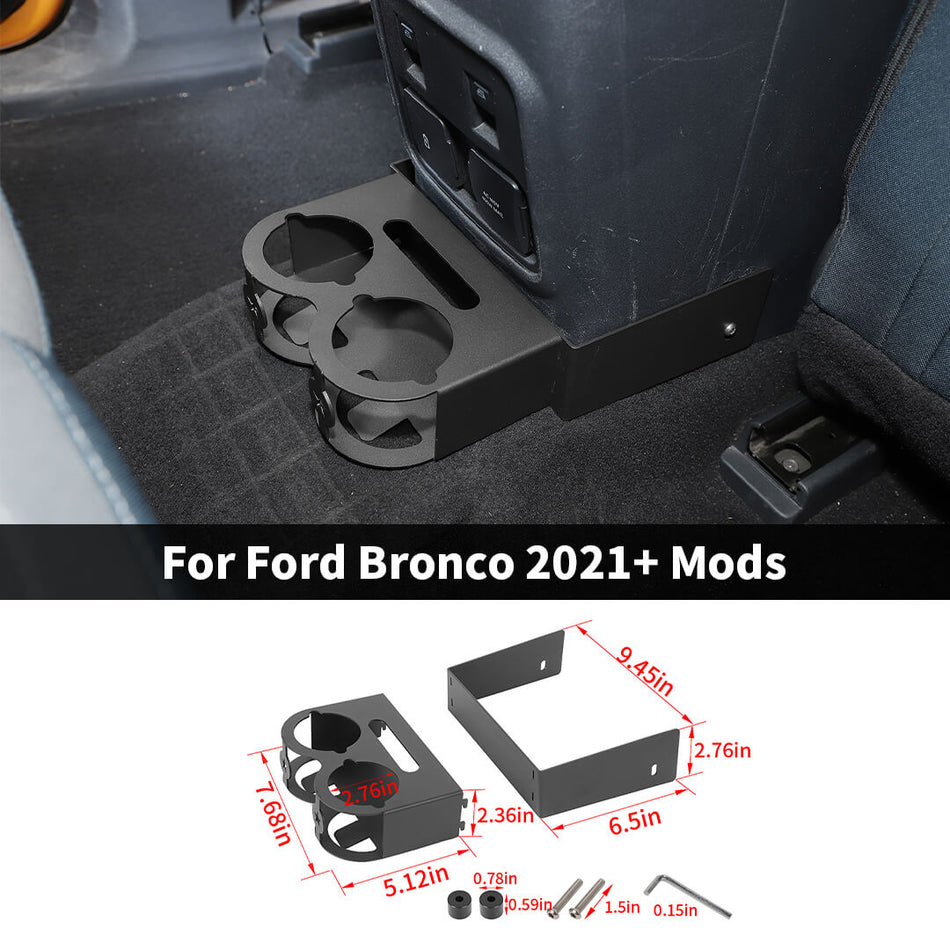 For 2021+ Ford Bronco 4-Door Version Rear Seat Water Cup Holder Mount Storage Box Bracket (2 pcs)