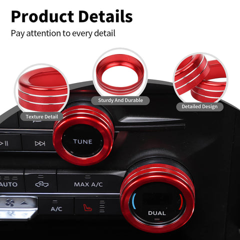 For 2021+ Ford F150 Interior Center Console Air Conditioner Audio Volume Switch Knob Trim