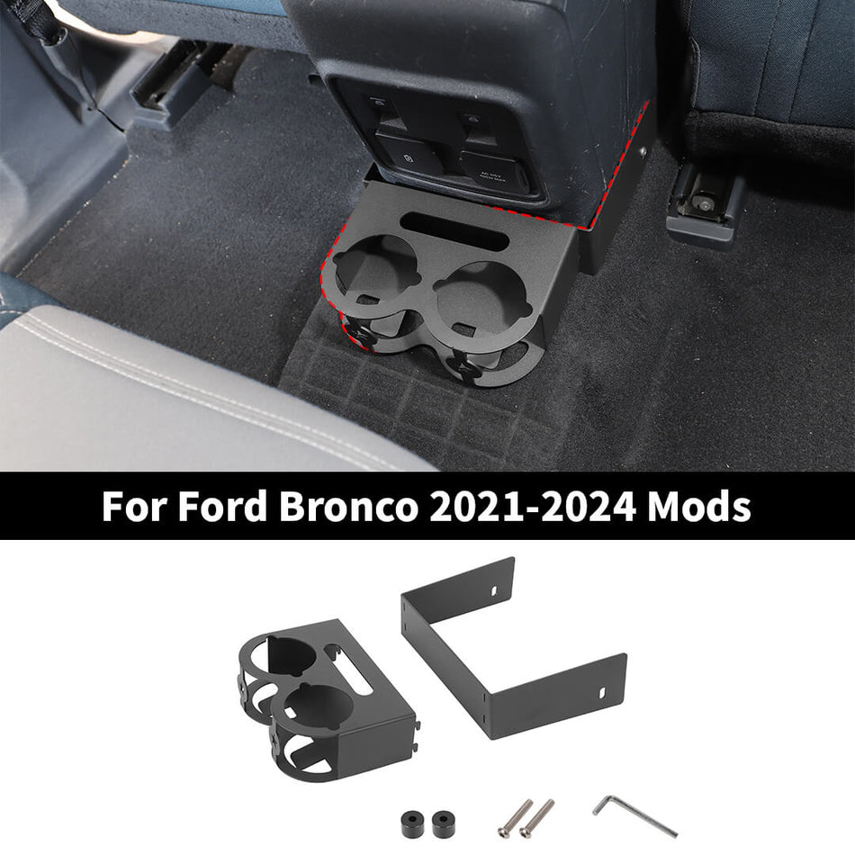 For 2021-2024 Ford Bronco 4-Door Version Rear Seat Water Cup Holder Mount Storage Box Bracket (2 pcs)