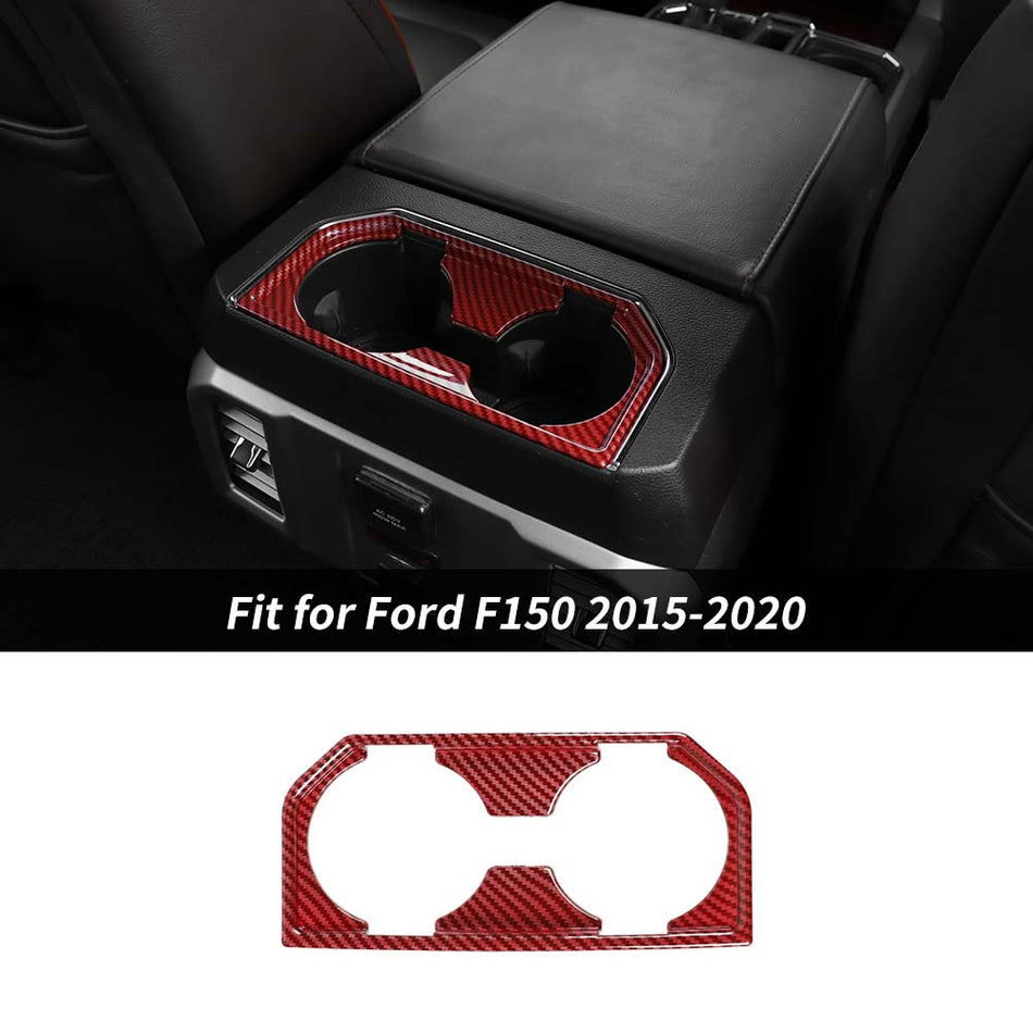 For Ford 2015-2020 F150 & 2017-2022 F250 F350 Armrest Box Rear Cup Holder Cover Trim Frame