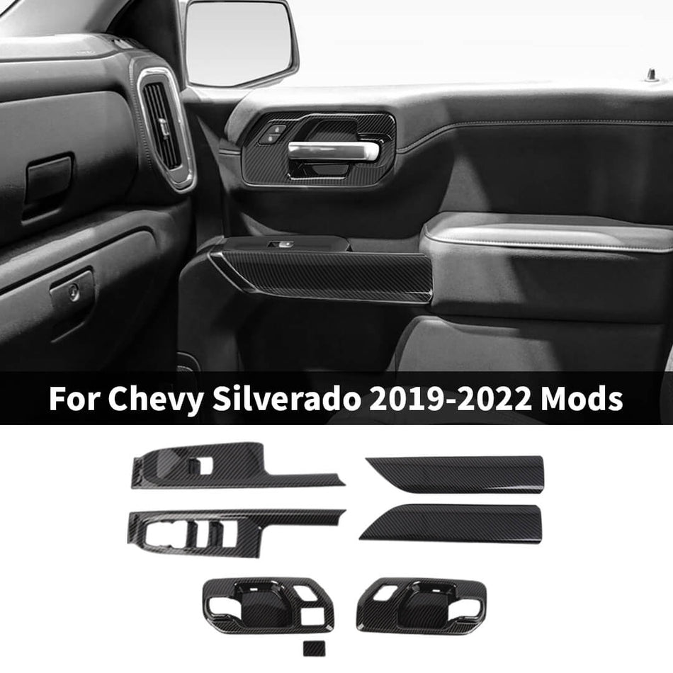 For 2019-2022 Chevy Silverado/GMC Sierra 2 Door Inner Front Door Panel/Door Bowl/Window Switch Panel Trim Kit（7 pcs）