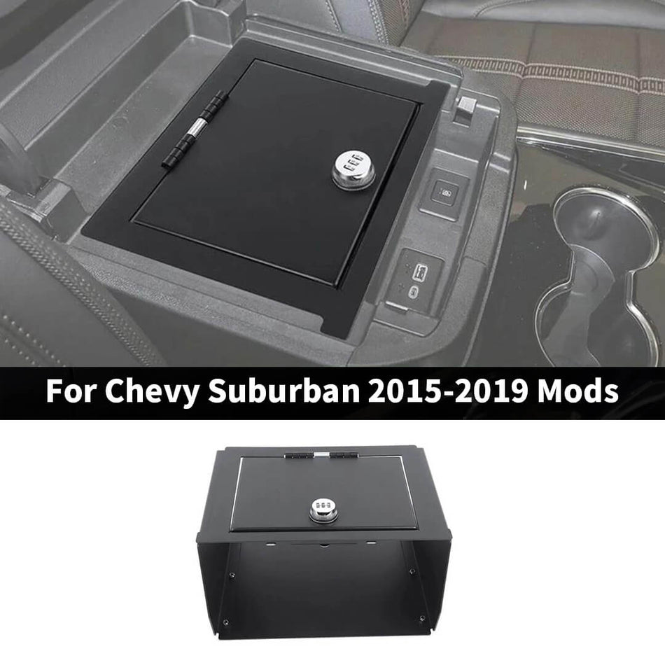 For 2015-2019 Chevy Suburban/Tahoe/GMC-YUKON Interior Armrest Vault Safe Box Password Lock Insert Tray
