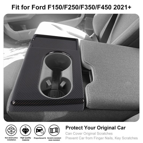 For 2021+ Ford F150/F250/F350/F450 Front Center Console Cup Holder Cover Trim