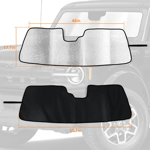 For 2021+ Ford Bronco Windshield Sunshade Sun Visor Folding UV Block Protector