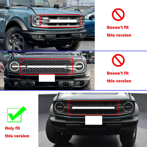 For 2021+ Ford Bronco Front Grille Grill Insert Net Trim Decor （Fits 7-slot Grille）