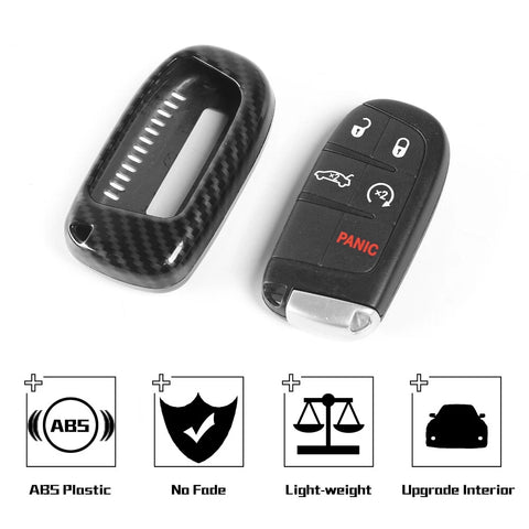 For 2015+ Dodge Challenger/2014+ Charger/Durango Car Key Fob Protect Decor Cover Case Trim (2 pcs)
