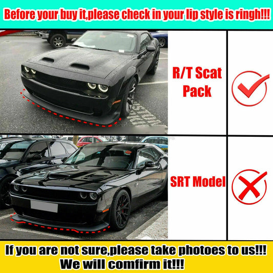 For 2015+ Dodge Challenger Front Bumper Lip Splitter Protector Cover regular style