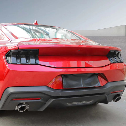 For 2024+ Ford Mustang Sides Rear Tail Light Trim Overlay Bezel Smoked Black