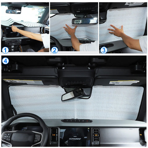 For 2021+ Ford Bronco Windshield Sunshade Sun Visor Folding UV Block Protector