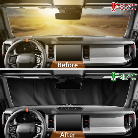 For 2021+ Ford Bronco Windshield Sunshade Sun Visor Folding UV Block Protector